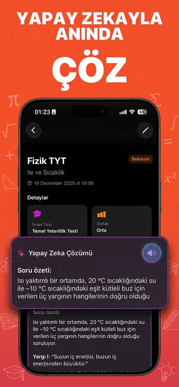 Fotoğrafla soru çözme: yapay zekâ adım adım çözüm ekranı